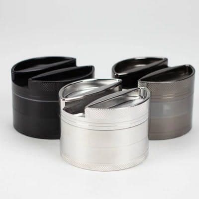 Fortune 4pc Grinder w lighter holder lid SILVER