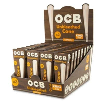 OCB VIRGIN UNBLEACHED KING SIZE CONES - 3PK