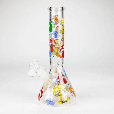 10" Glass Bong With Cartoon Design - Mushroom