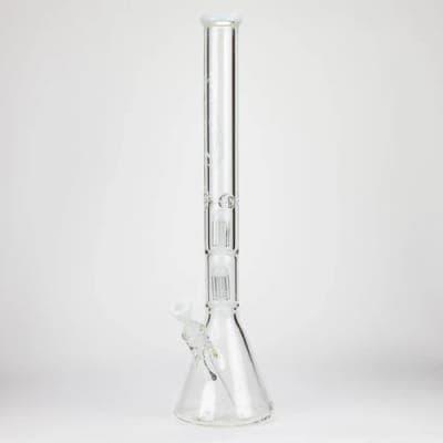 Genie - 24" Dual 6 arms 9mm glass water beaker bong - White