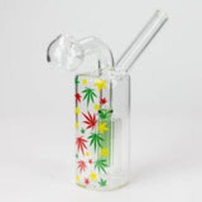 4.5" Bubble oil Bong - Multi Colored Leaves