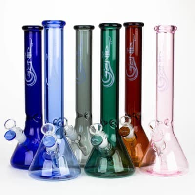 O GENIE 12 COLOR TUBE GLASS WATER BONG - Assorted