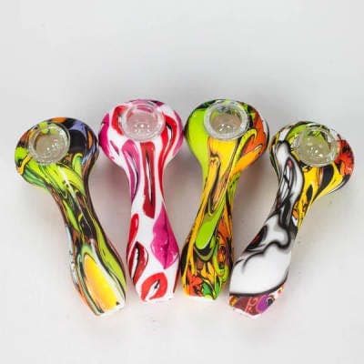 4.5" Silicone Pipe - Assorted bright Graphic Design