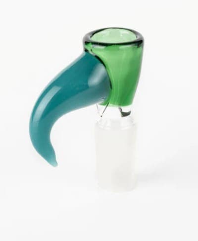 SINGLE HOLE COLOURED DOWN HORN BOWL 14MM - SHINE GLASSWORKS CANADIAN GLASS