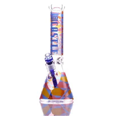 14 inch Castle Glassworks Illusion 9mm beaker -Geometric Shapes